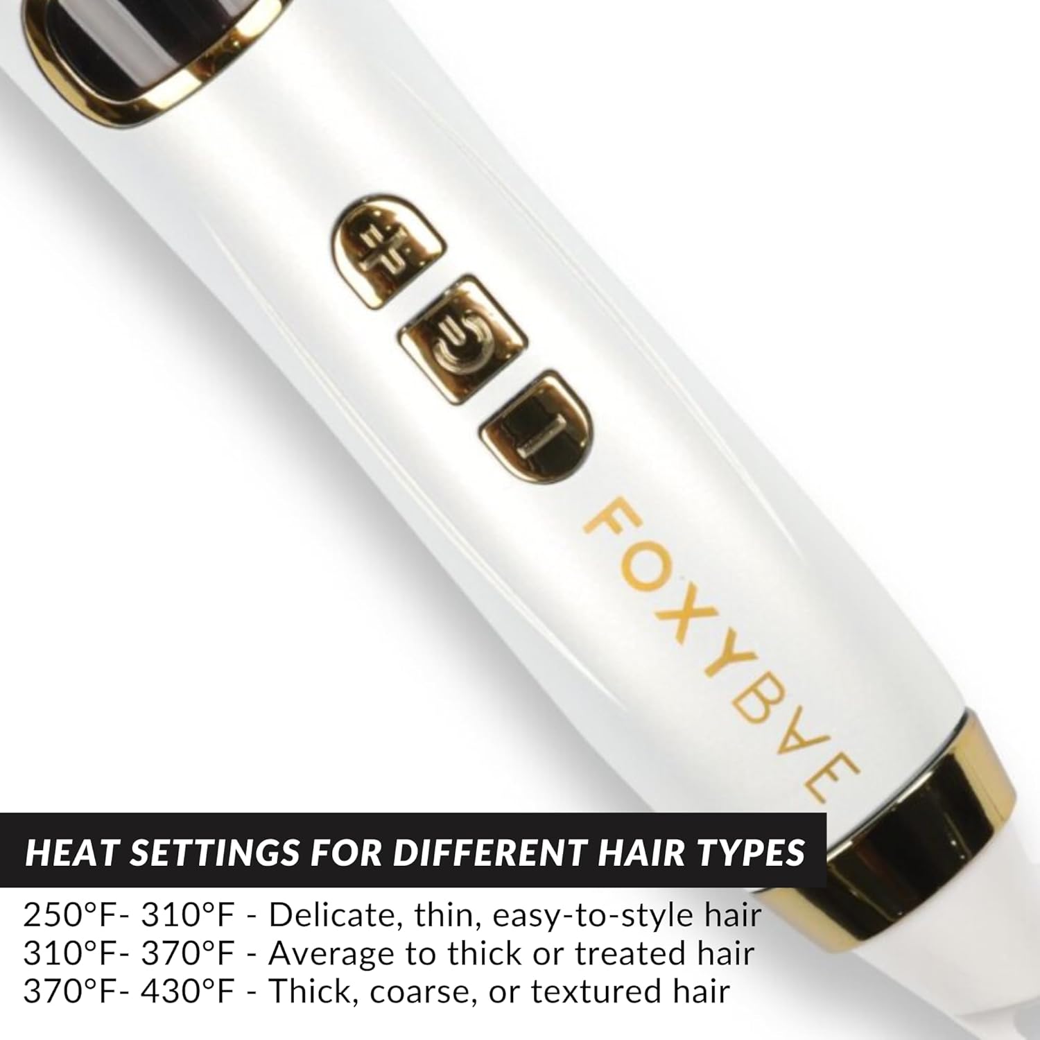 FoxyBae 5-in-1 Pearl White Hair Styling Tool Set with 1" Flat Iron, 3 Wands, Crimper, Waver - Image 6