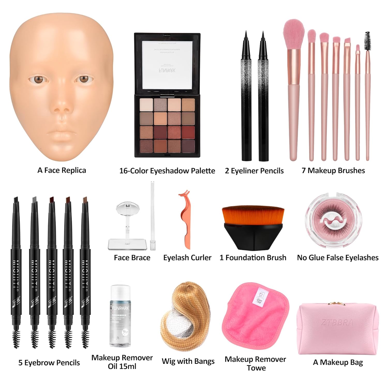 3D Realistic Human Hair Makeup Practice Face Mannequin for Beginners Enthusiasts - Image 2