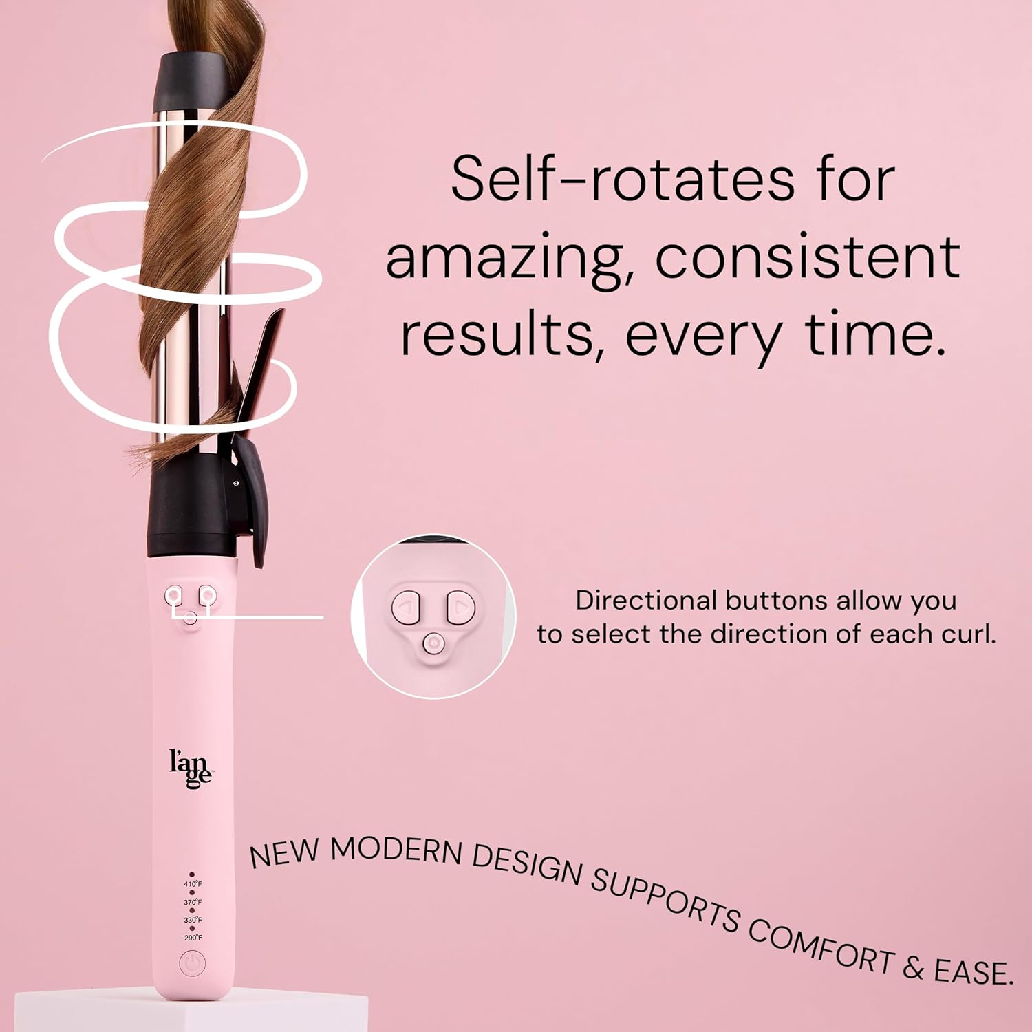L'ANGE HAIR Le Pirouette 25mm Titanium Curling Iron Blush with Adjustable Heat - Image 2