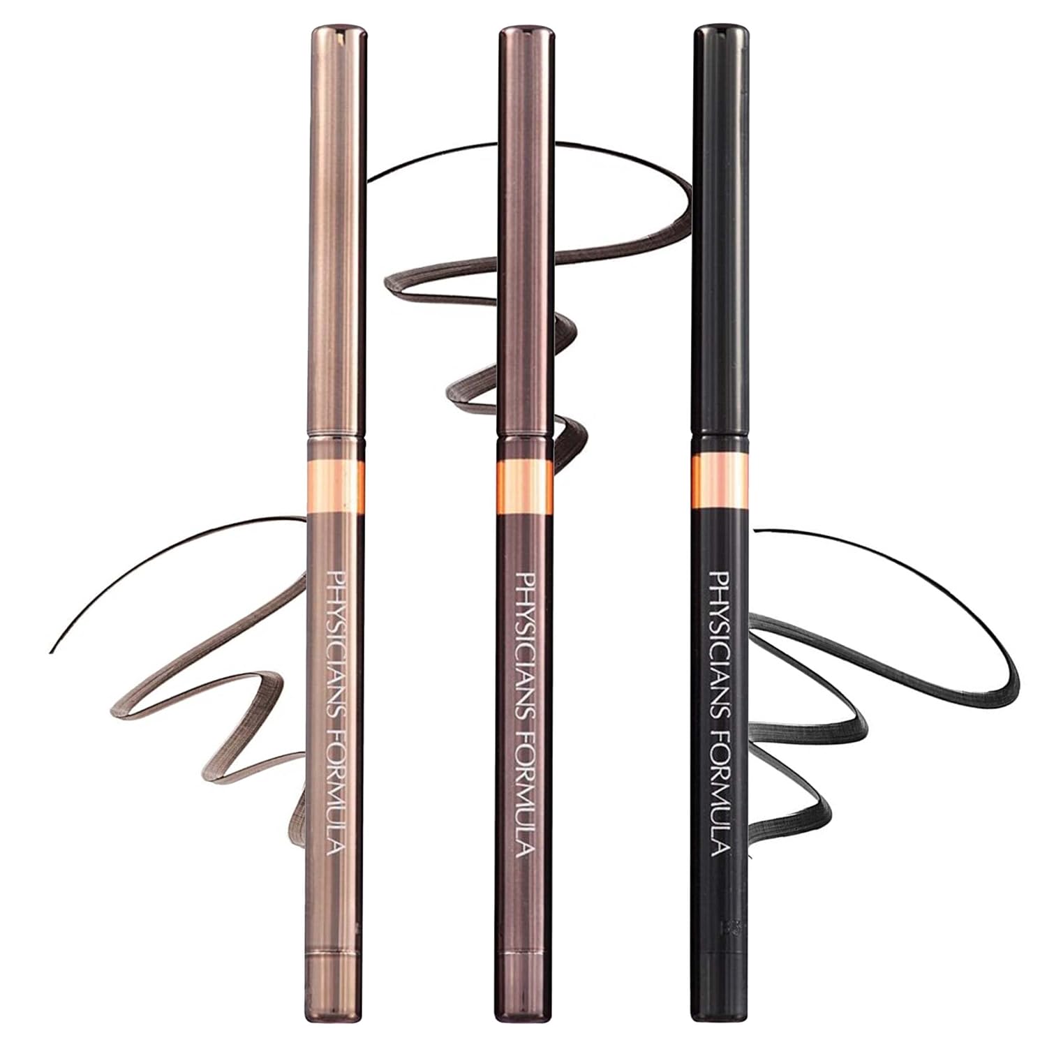 Physicians Formula Shimmer Eyeliner Pencil Set Of 3, Black, Dark Brown, Brown, Custom Eye Enhancing Eyeliner Trio, Dermatologist Approved