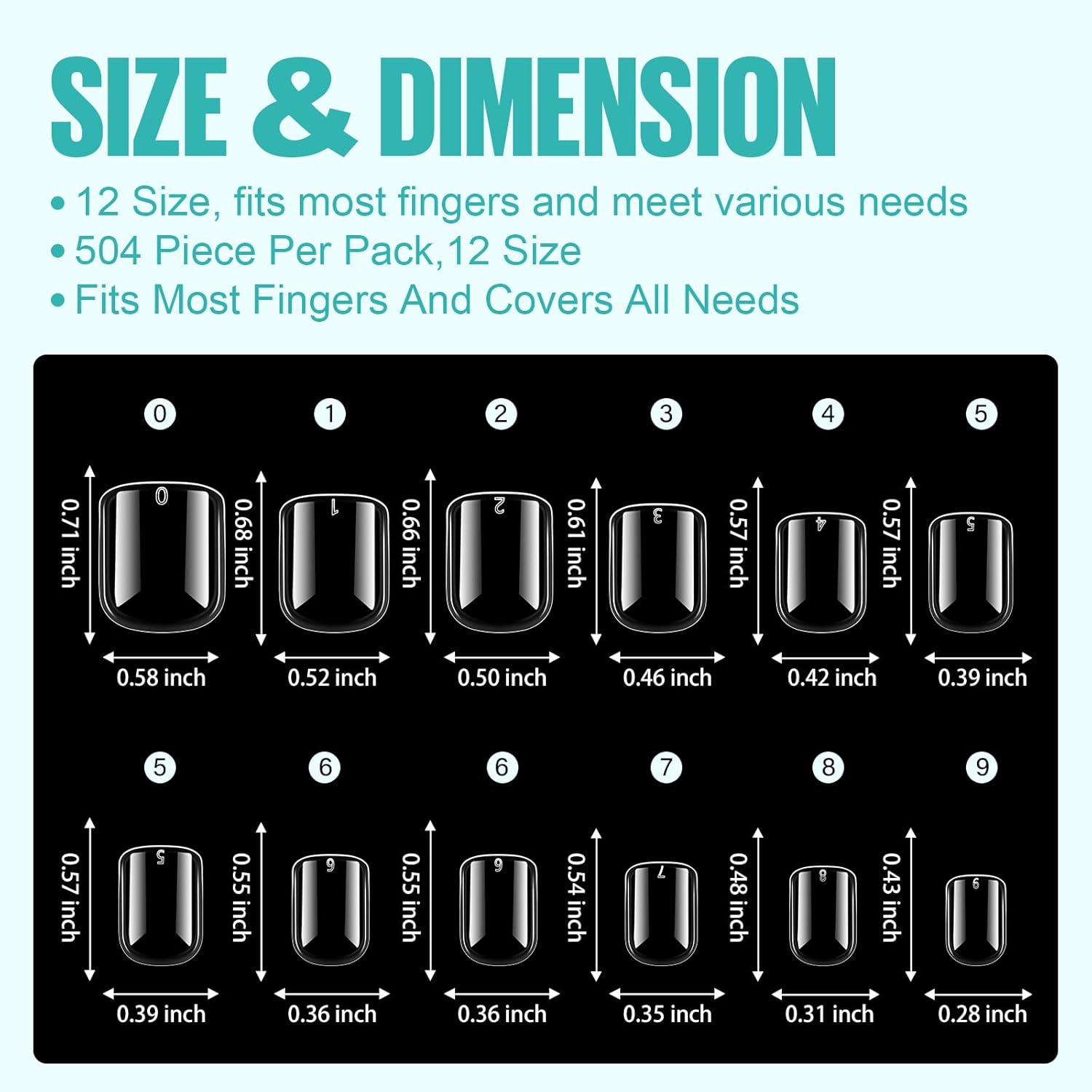 TOMICCA 504Pcs Extra Short Square Acrylic Fake Nail Tips, 10 Sizes, Full Cover for DIY Application - Image 7