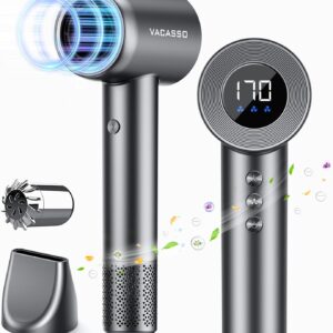 High Speed 110,000 RPM Blow Dryer - Negative Ionic for Hair Care, HD Display, 360 Rotating Nozzle, Low Noise for Home & Travel