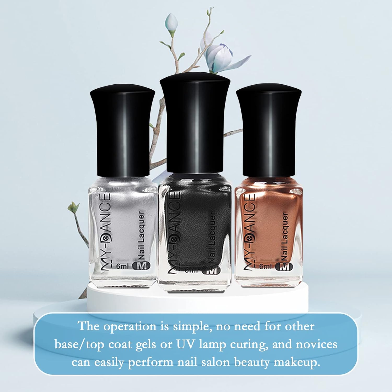 3-Color Metallic Chrome Nail Polish Set, Quick Dry, Long-Lasting Shine, 6ml Capacity - Image 7