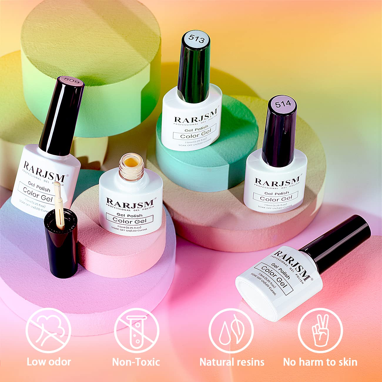 RARJSM 6-Piece Pastel Gel Nail Polish Set for Spring Summer Home Manicures - Image 2