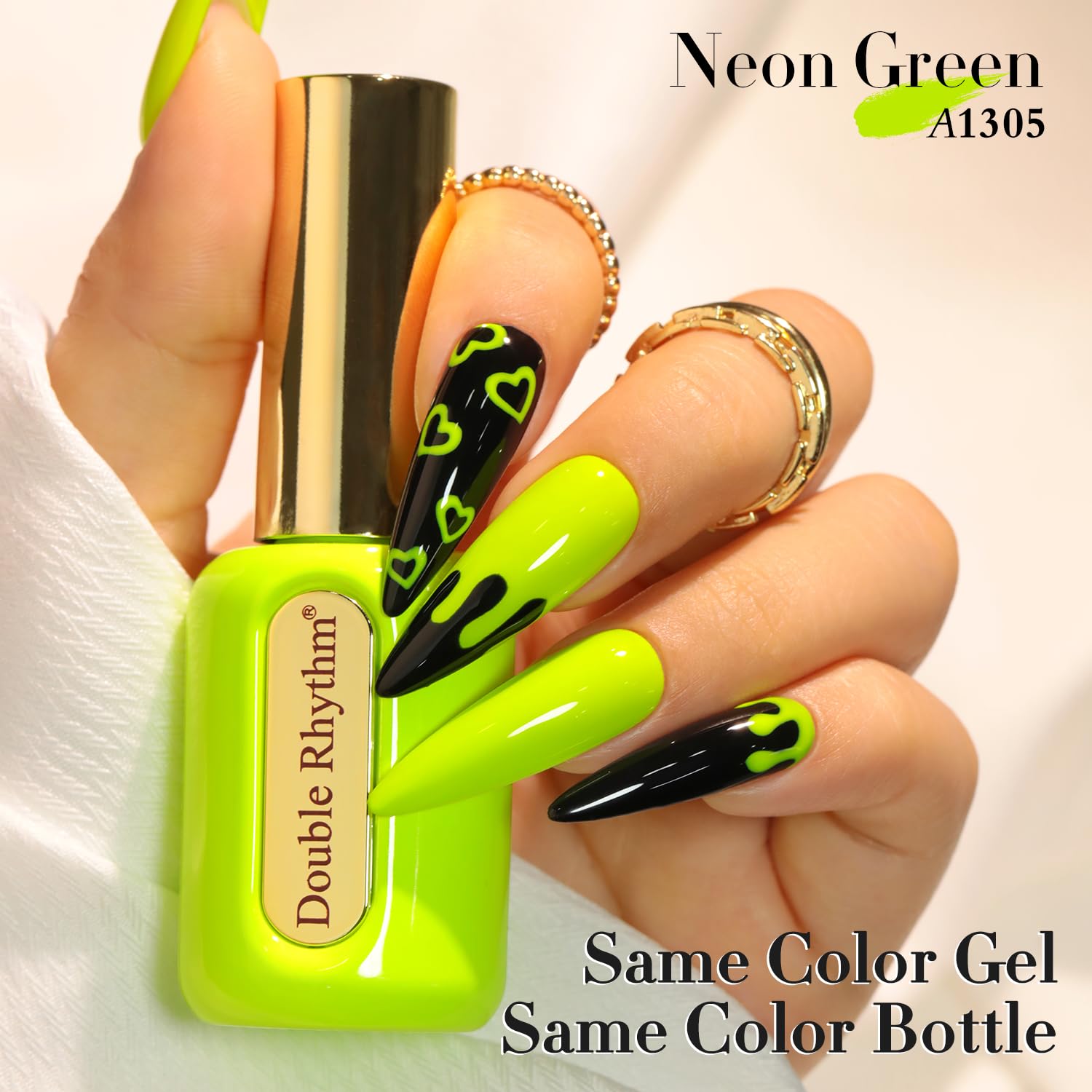 Double Rhythm 0.50 OZ Neon Green Hema-Free Gel Nail Polish 15 ML - Image 5