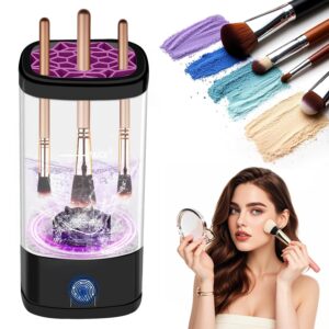 Electric Makeup Brush Cleaner,Quick Efficient Makeup Cleaner For Cleaning and Drying All Brush Types, Portable Automatic Makeup Brush Cleaning Solution for Beauty Lovers-Black
