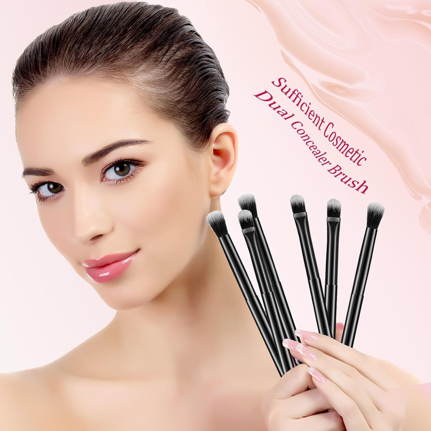 24 Piece Double Ended Eyeshadow and Concealer Makeup Brush Set Black - Image 7