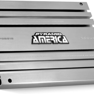 Pyramid 2 Channel Car Stereo Amplifier - 5000W High Power 2-Channel Bridgeable Audio Sound Auto Small Speaker Amp Box w/MOSFET, Crossover, Bass Boost Control, Silver Plated RCA Input Output - PB3818