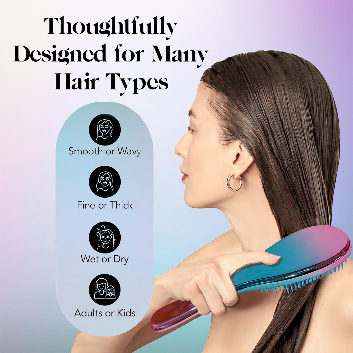 Ultimate Detangler Brush for Thick Curly Straight Hair - Pain-Free Detangling for Women Kids Toddlers - Flexible Bristles - Medium Size - Image 7