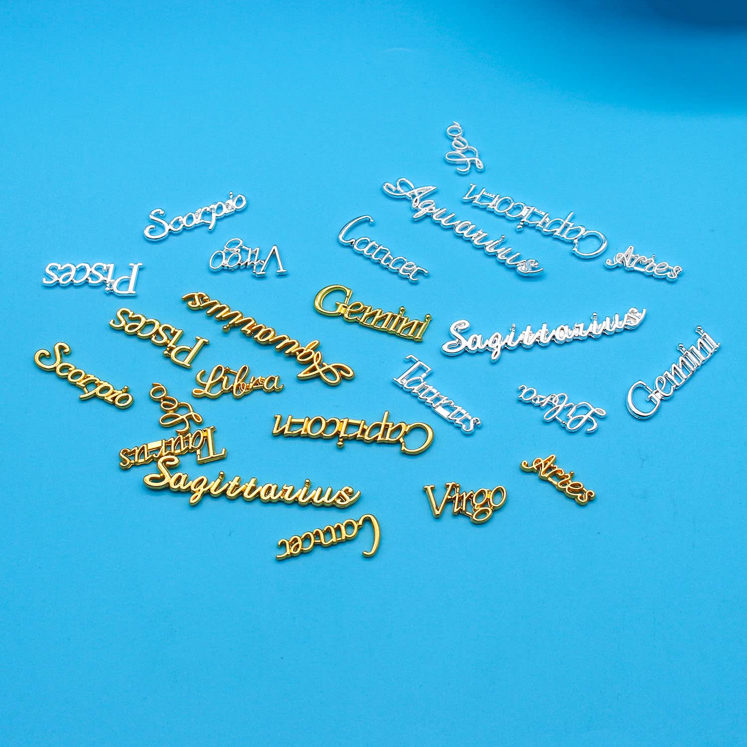 WOKOTO 120Pcs Gold 3D Zodiac Charms for Acrylic Nail Art Jewelry Creation - Image 7