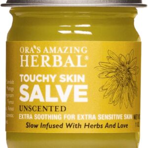 Ora's Amazing Herbal, Touchy Skin Salve |Eczema Cream Treatment| Anti-Itch Cream for Kids and Adults| Calendula Ointment for Natural Sensitive | Fragrance Free| Dry Skin Balm| 1 oz Travel Size