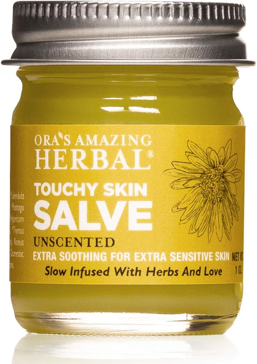 Ora's Amazing Herbal, Touchy Skin Salve |Eczema Cream Treatment| Anti-Itch Cream for Kids and Adults| Calendula Ointment for Natural Sensitive | Fragrance Free| Dry Skin Balm| 1 oz Travel Size