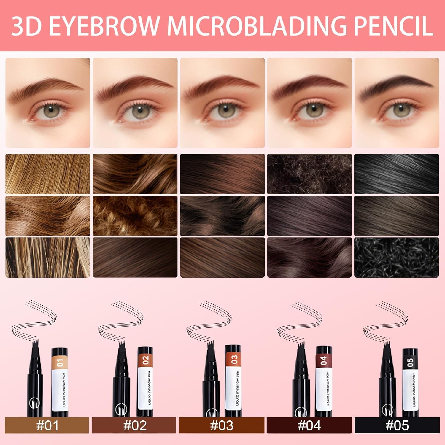 4 Fork Tip Microblading Eyebrow Pencil, Long-Lasting Dark Brown Pen for Women - Image 2