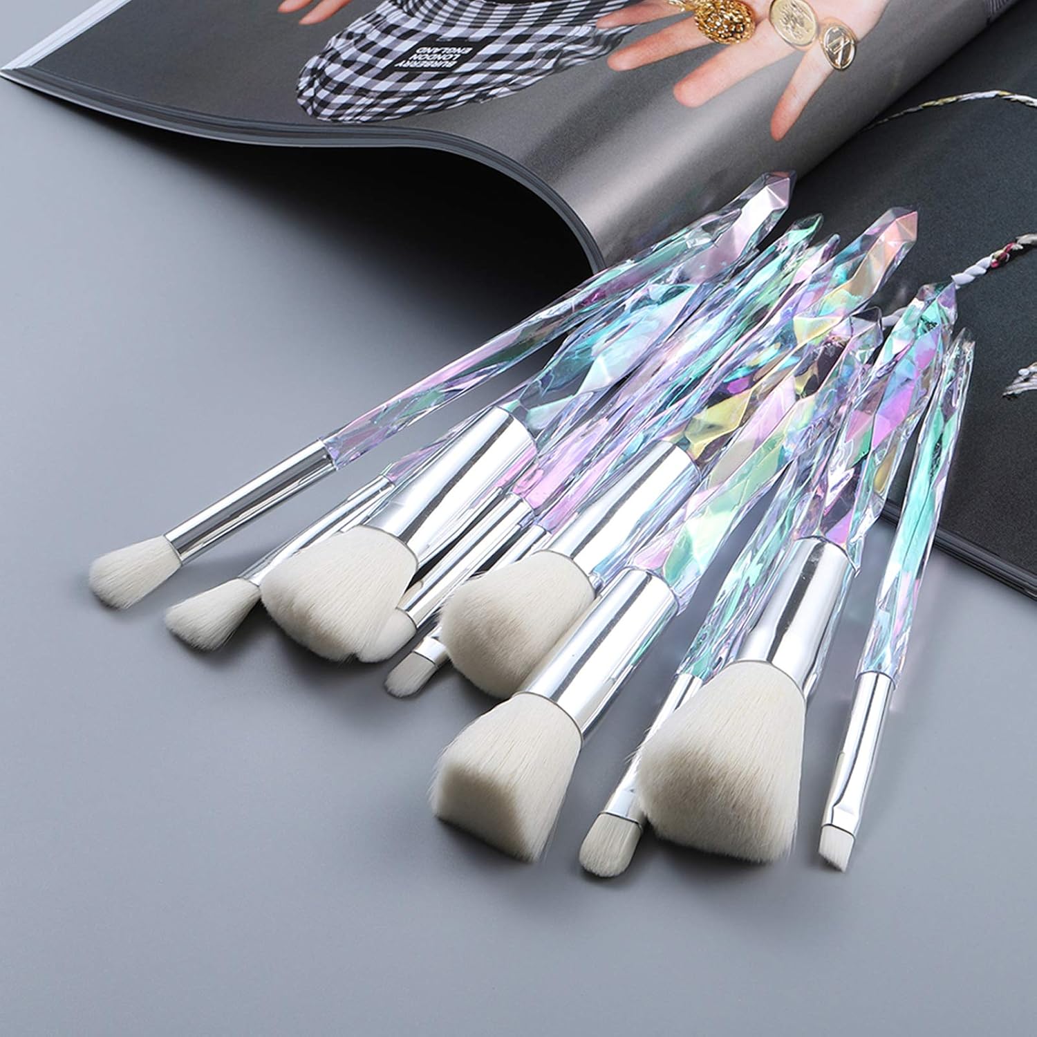 Kingtree 10 Piece Crystal Makeup Brush Set Premium Synthetic Fibers for Face and Eyes - Image 5