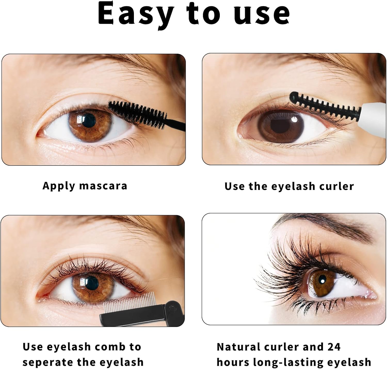 Pink Heated Eyelash Curler with Comb for Natural Curls 3 Temp Settings - Image 5
