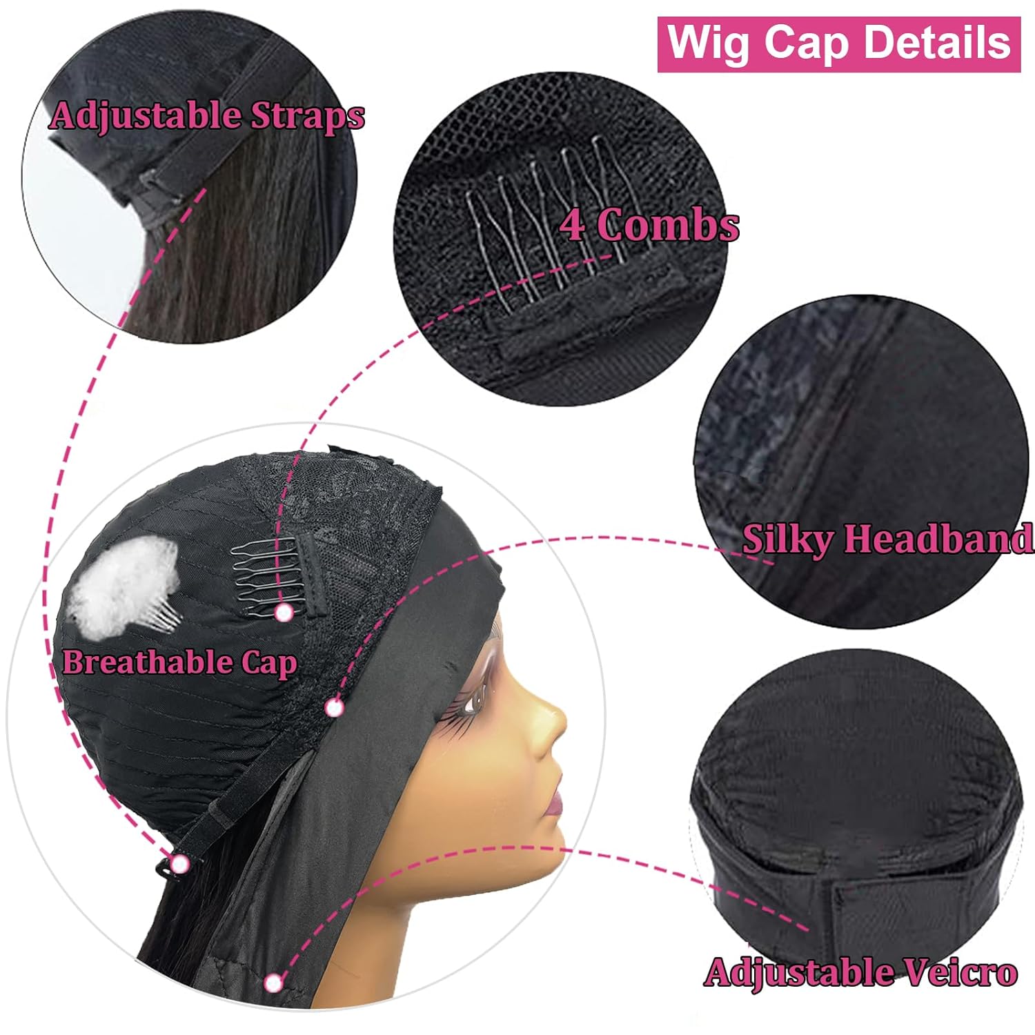 20 Inch Straight Brazilian Virgin Human Hair Headband Wig for Black Women, 150% Density - Image 3