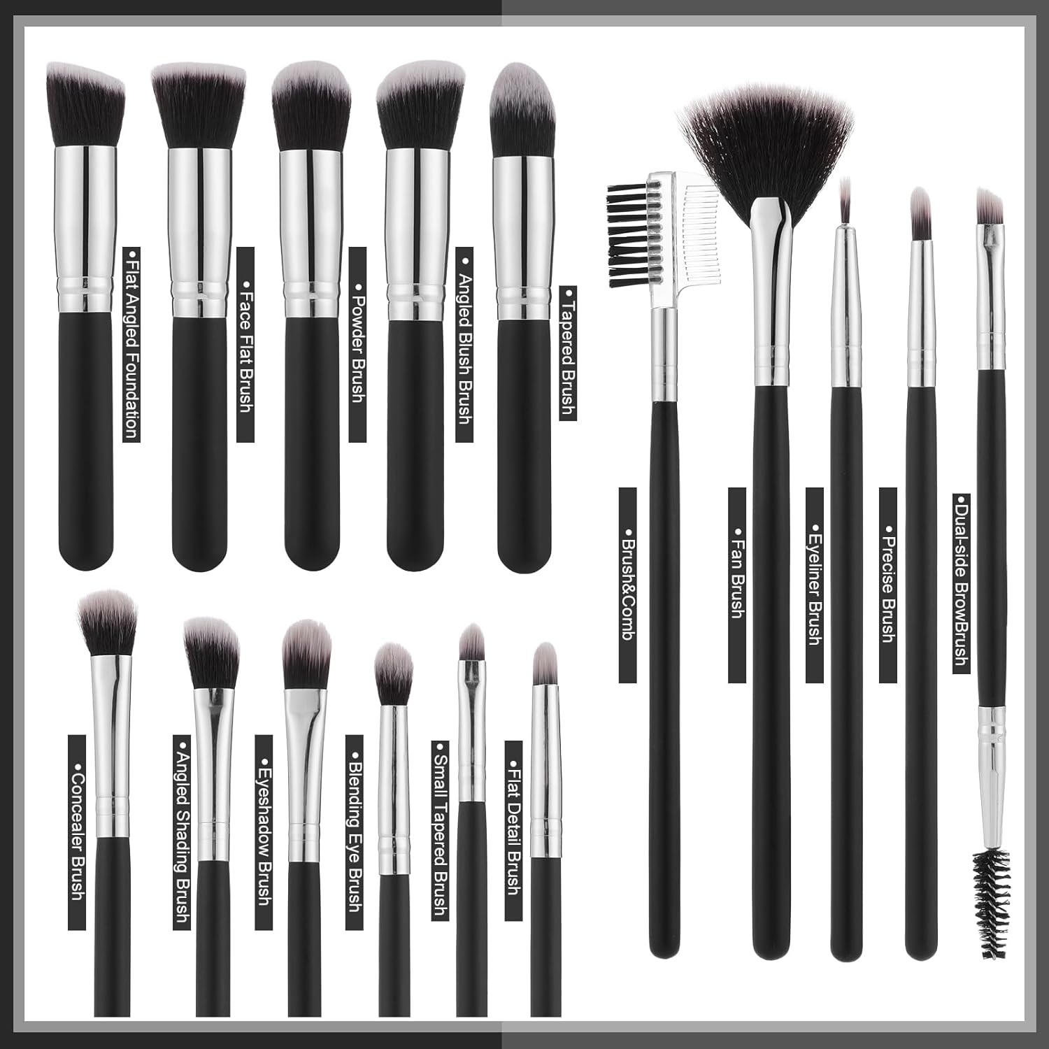 39-Piece Professional Makeup Brush Set with Sponge, Storage Bag, and Cleaning Tools for Women - Image 3