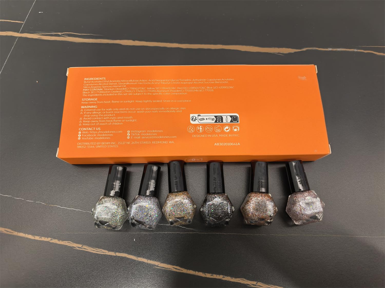 Modelones 6 Color Holographic Glitter Nail Polish Mini Set Quick Dry Nail Art - Image 8