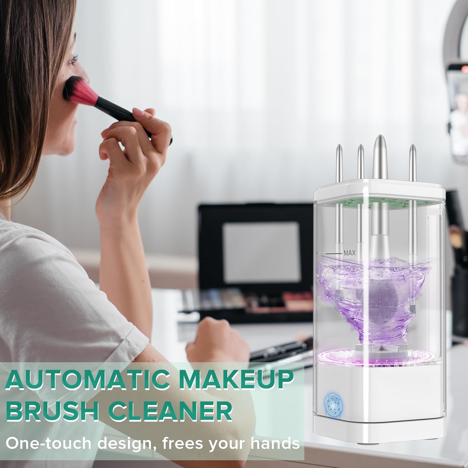 Electric Makeup Brush Cleaner Dryer Holder USB-C Portable Multi-Functional - Image 2