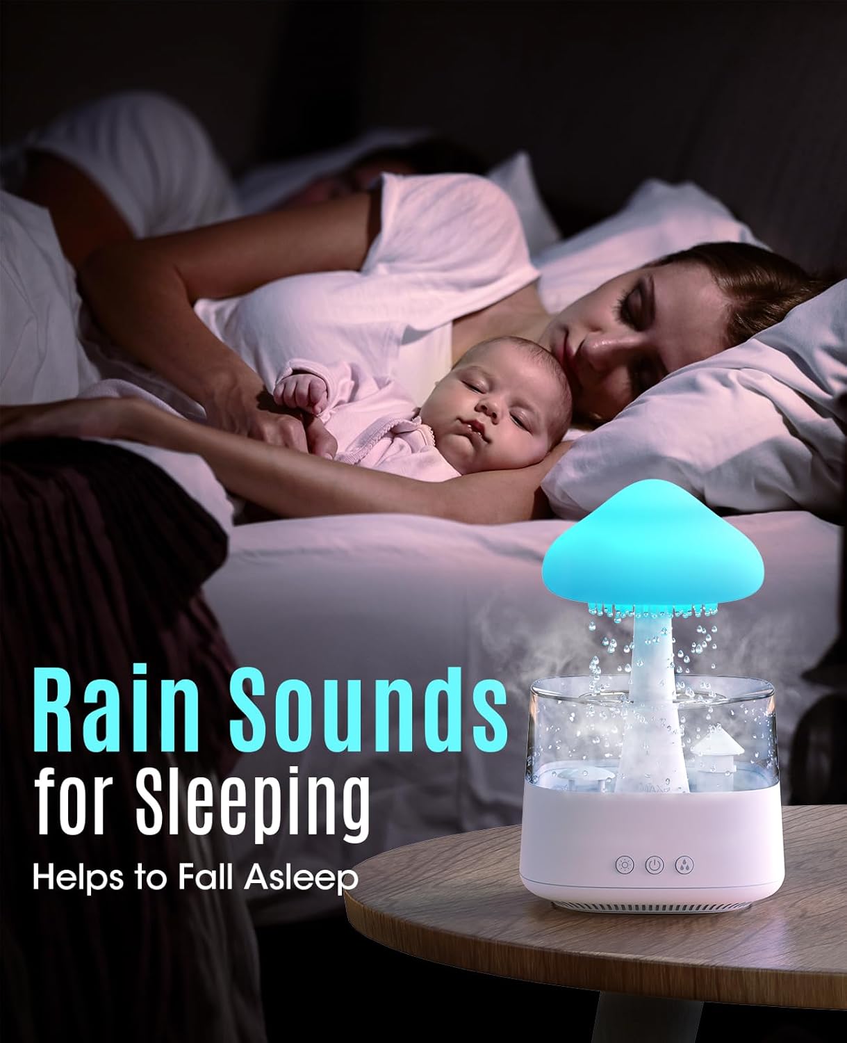 Misty Rain Cloud Humidifier with Water Drip, Mushroom Diffuser, and Soothing Sleep Sounds - Image 2