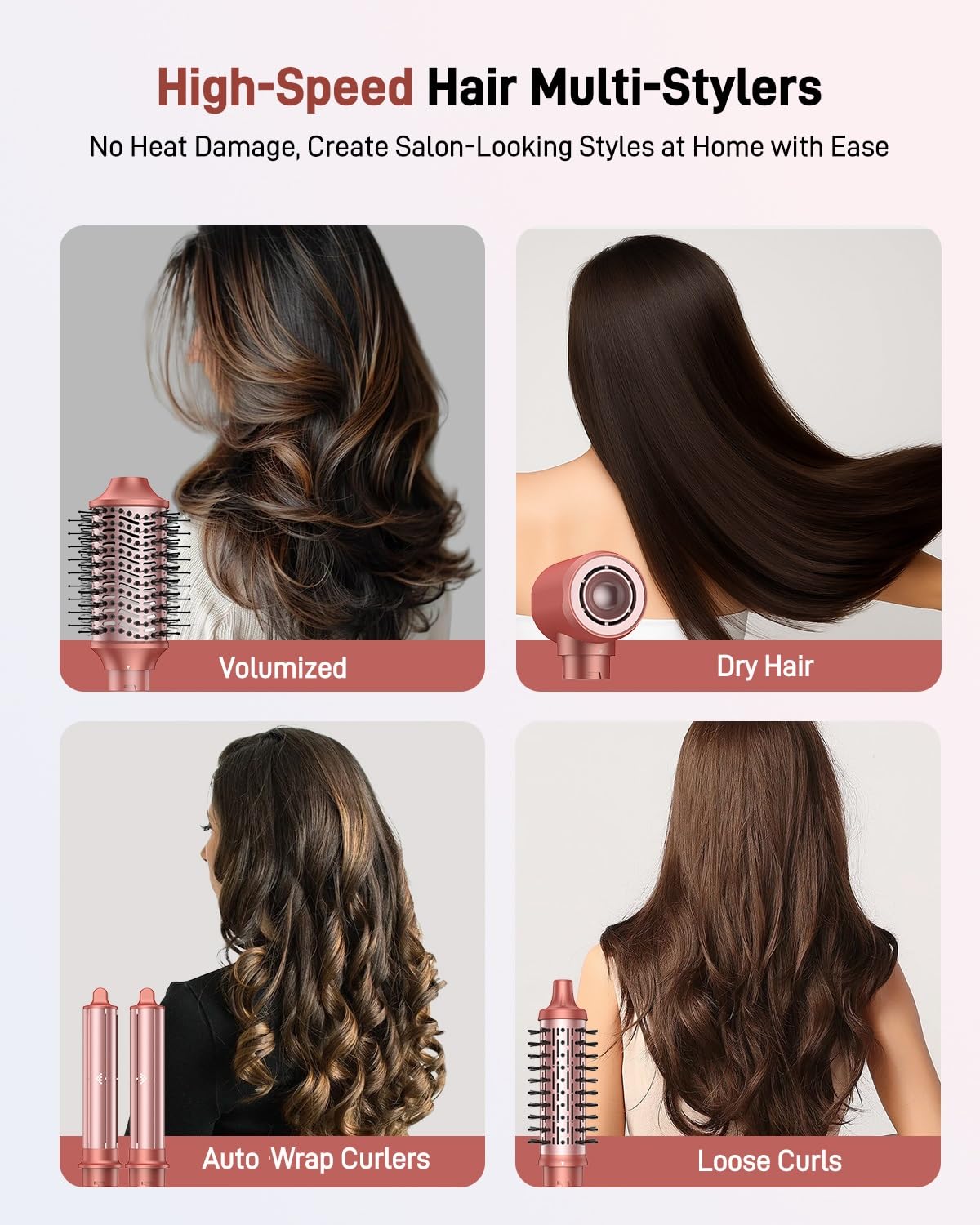 5-in-1 Ionic Hair Dryer Brush and Styler Kit with Travel Bag for Volume, Curls, and Straightening - Image 2