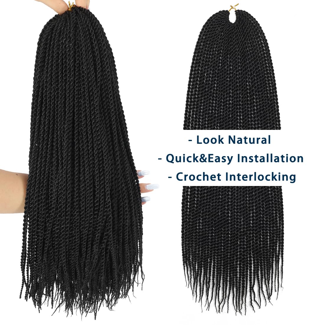 Ombre 18 Inch Crochet Senegalese Twist Braids Hair 7 Packs Pre Looped Black Brown - Image 5
