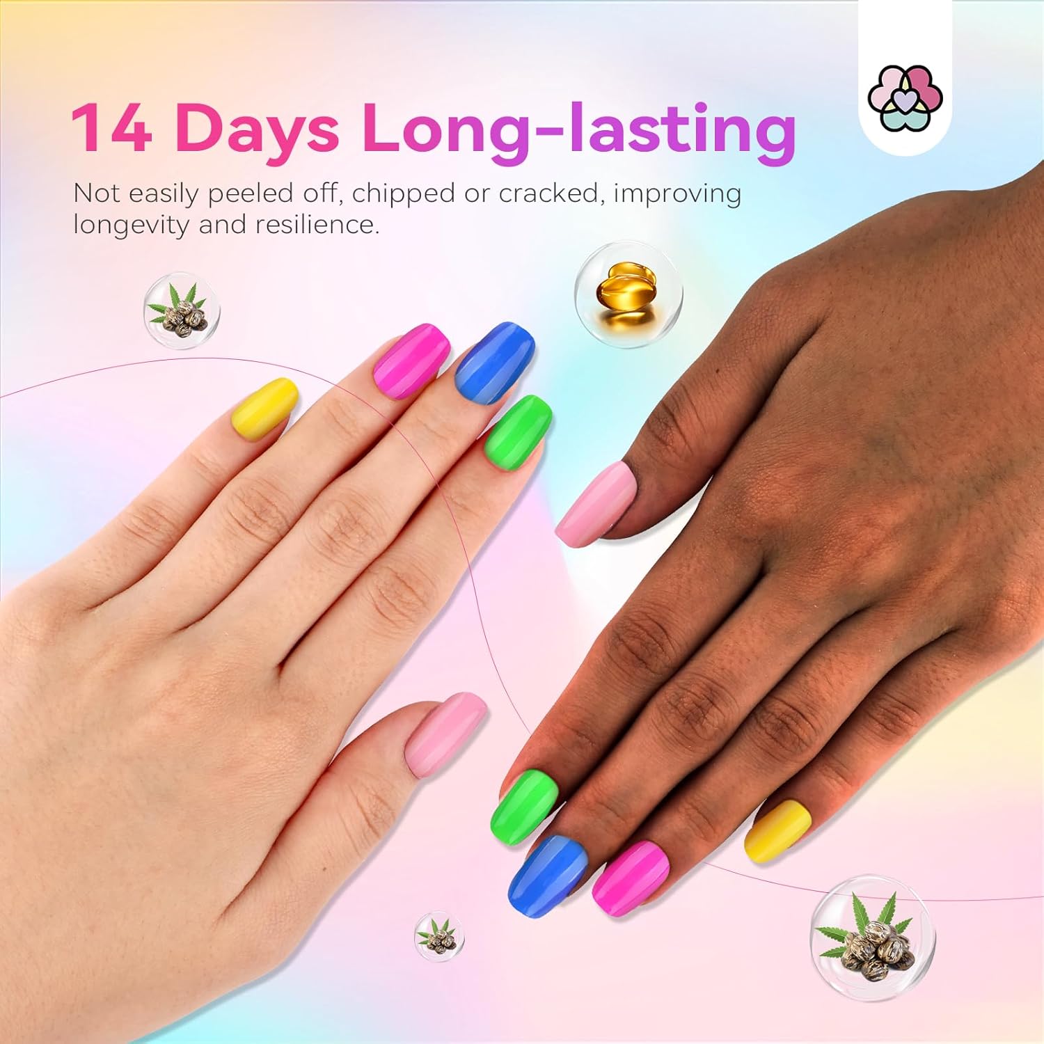SAVILAND 12 Color Quick-Dry Nail Polish Set, Neon & Pastel Shades, 0.34 oz Bottles, Includes Base & Top Coat - Image 5