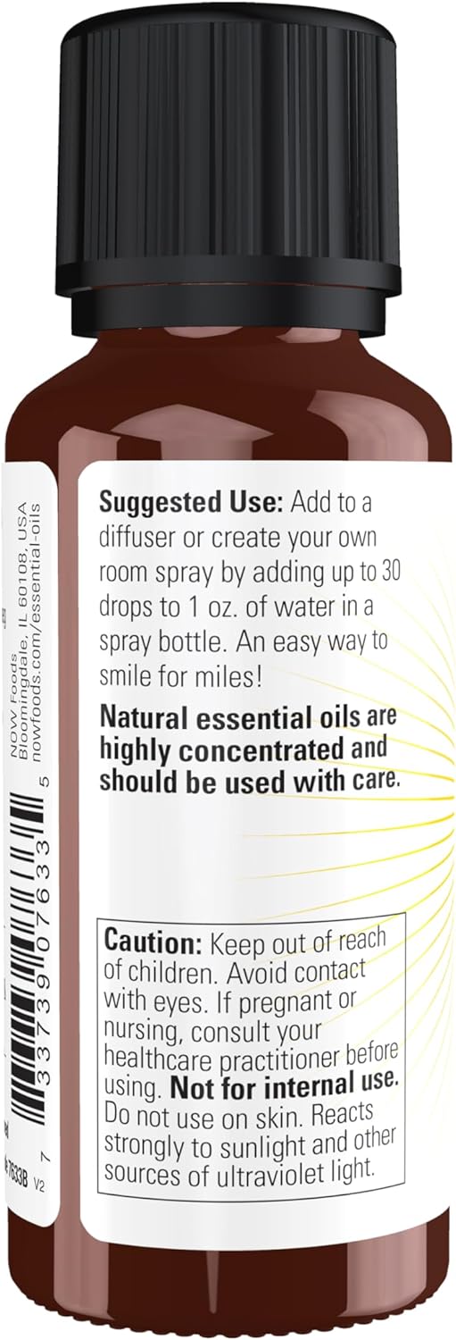 NOW Essential Oils Smiles for Miles Aromatherapy Blend 1-Ounce Vegan Refreshing Scent - Image 3