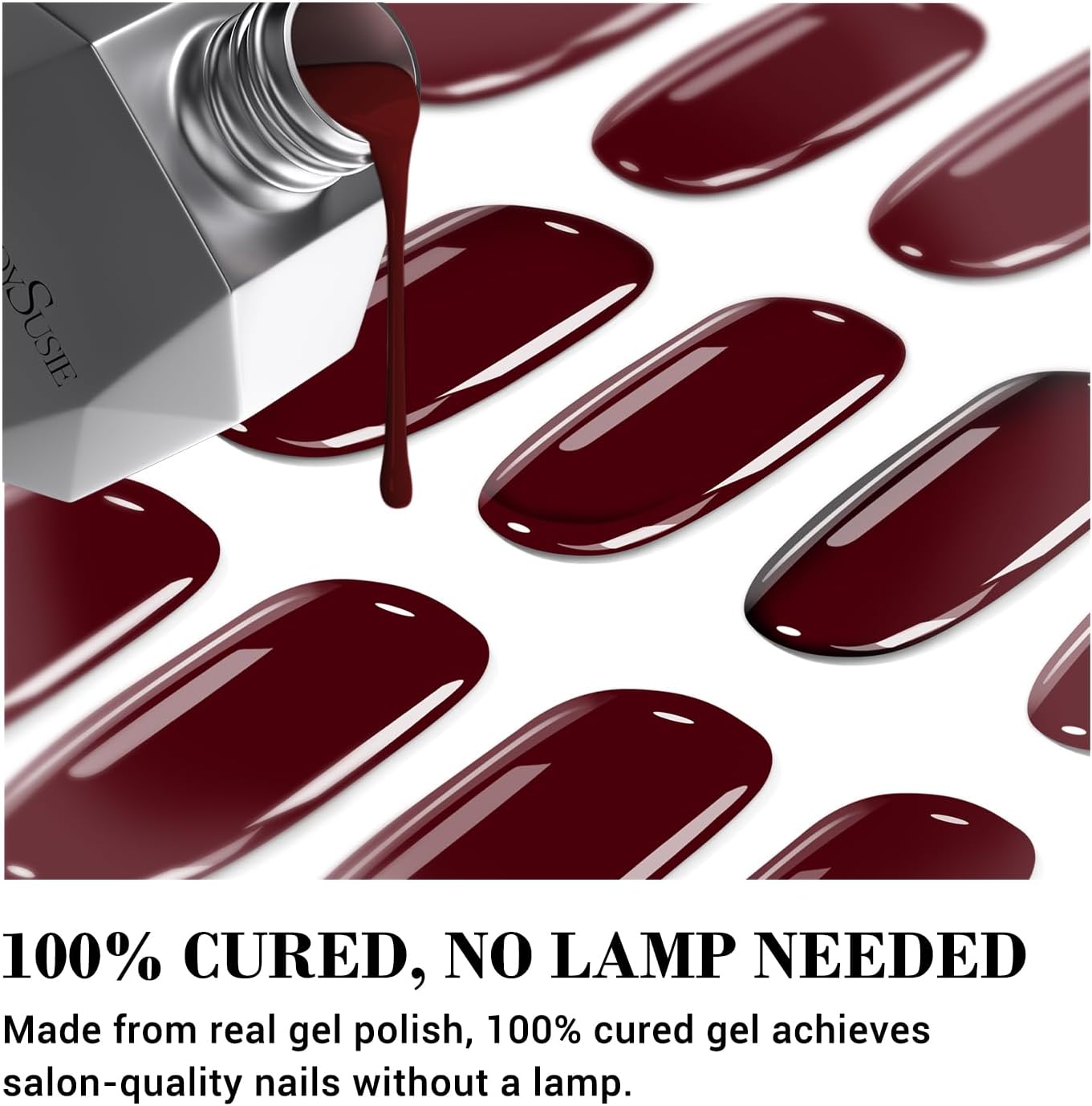 MelodySusie Qcoat Wine Red Gel Nail Strips, 22 Wraps, Salon Quality, Long Lasting - Image 2