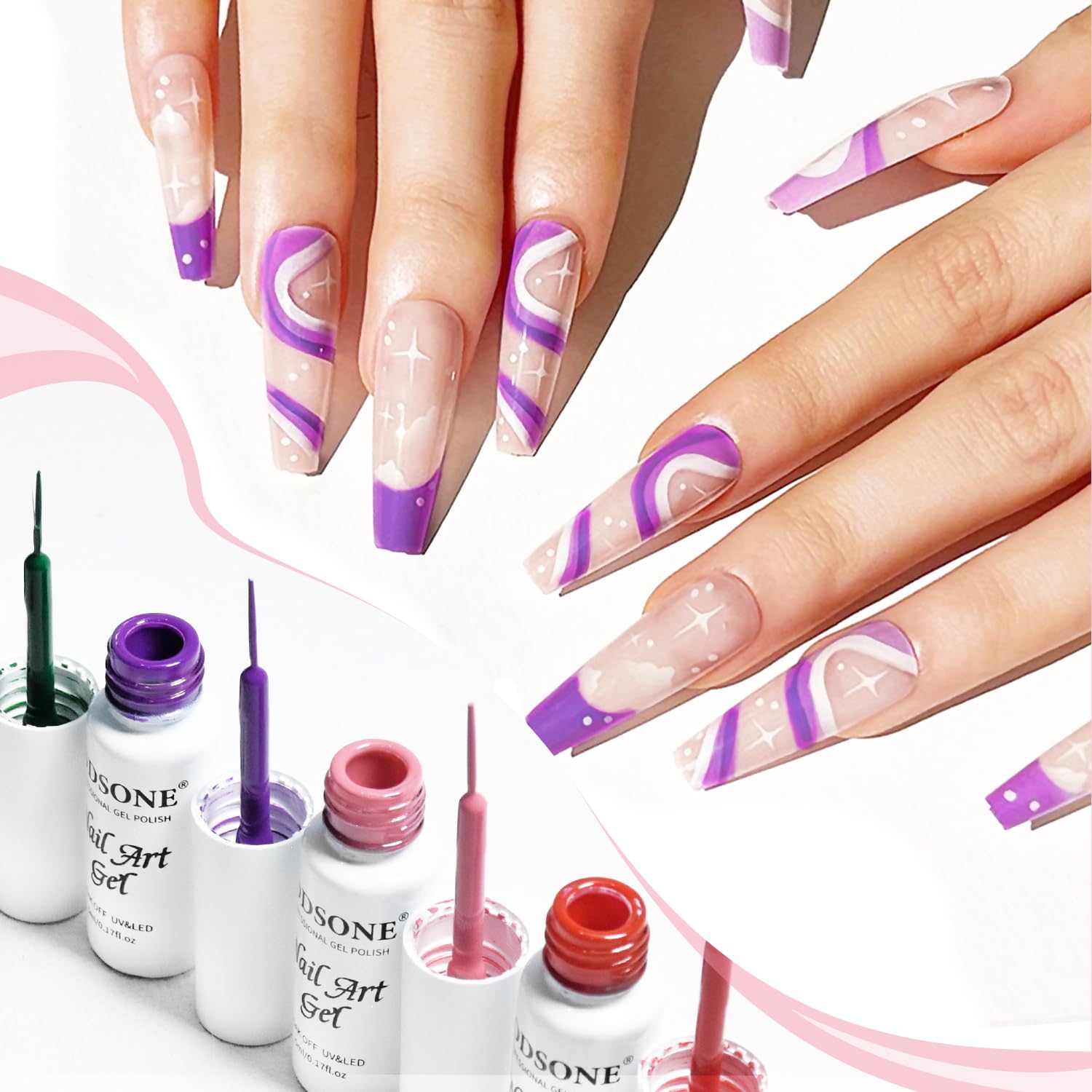 JODSONE 10-Piece Nail Art Gel Liner Set for DIY Home Salon Designs - Image 5