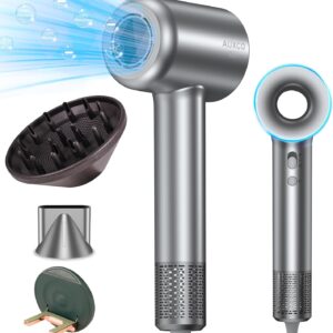 Hair Dryer with Diffuser, Ionic 1600W Brushless Motor Blow Dryer, 150,000RPM High Speed, Low Noise, Thermo-Control, 4 Temps/2 Speeds, Hot/Cold Cycle, Lightweight Travel Dryer for Women