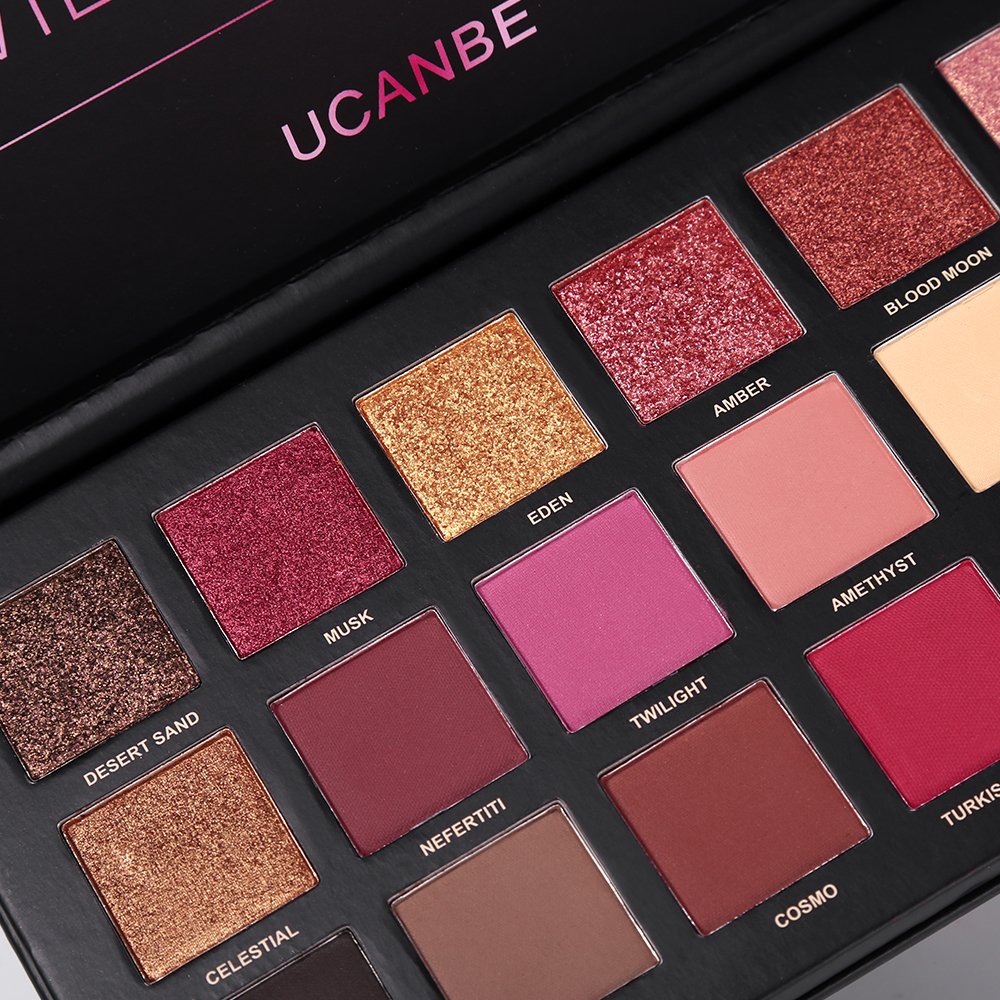 UCANBE 18 Color Eyeshadow Palette 10 Matte 7 Shimmer 1 Glitter Long Lasting Makeup - Image 4