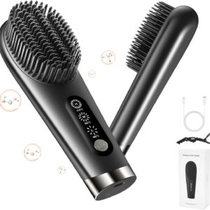 Cordless Hair Straightener Brush, Beautlinks Portable Straightening Brush for Travel, 200 Million Negative Ions Straightening Comb, 6400 mAh Rechargeable Mini Travel Hair Straightener for Women