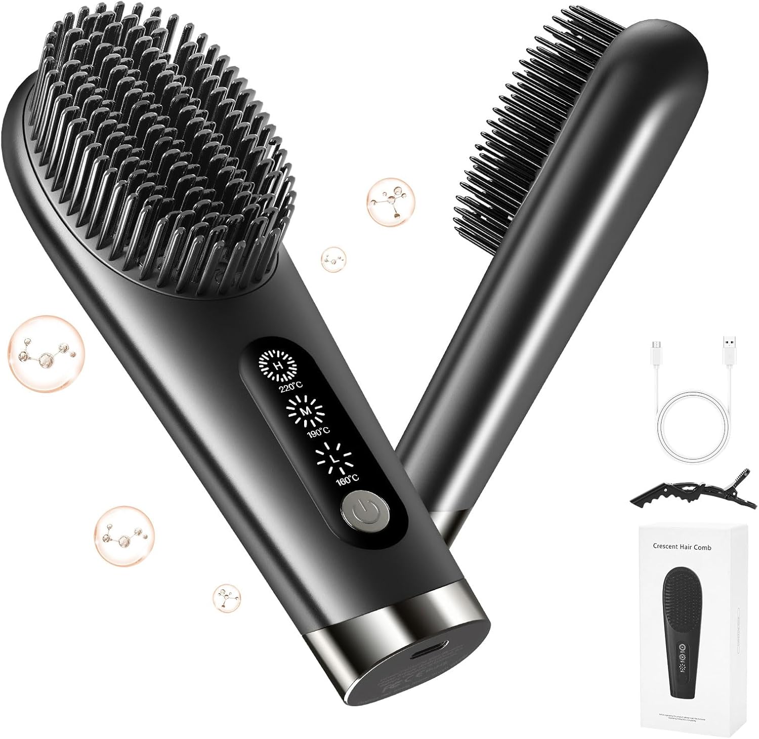 Cordless Hair Straightener Brush, Beautlinks Portable Straightening Brush for Travel, 200 Million Negative Ions Straightening Comb, 6400 mAh Rechargeable Mini Travel Hair Straightener for Women