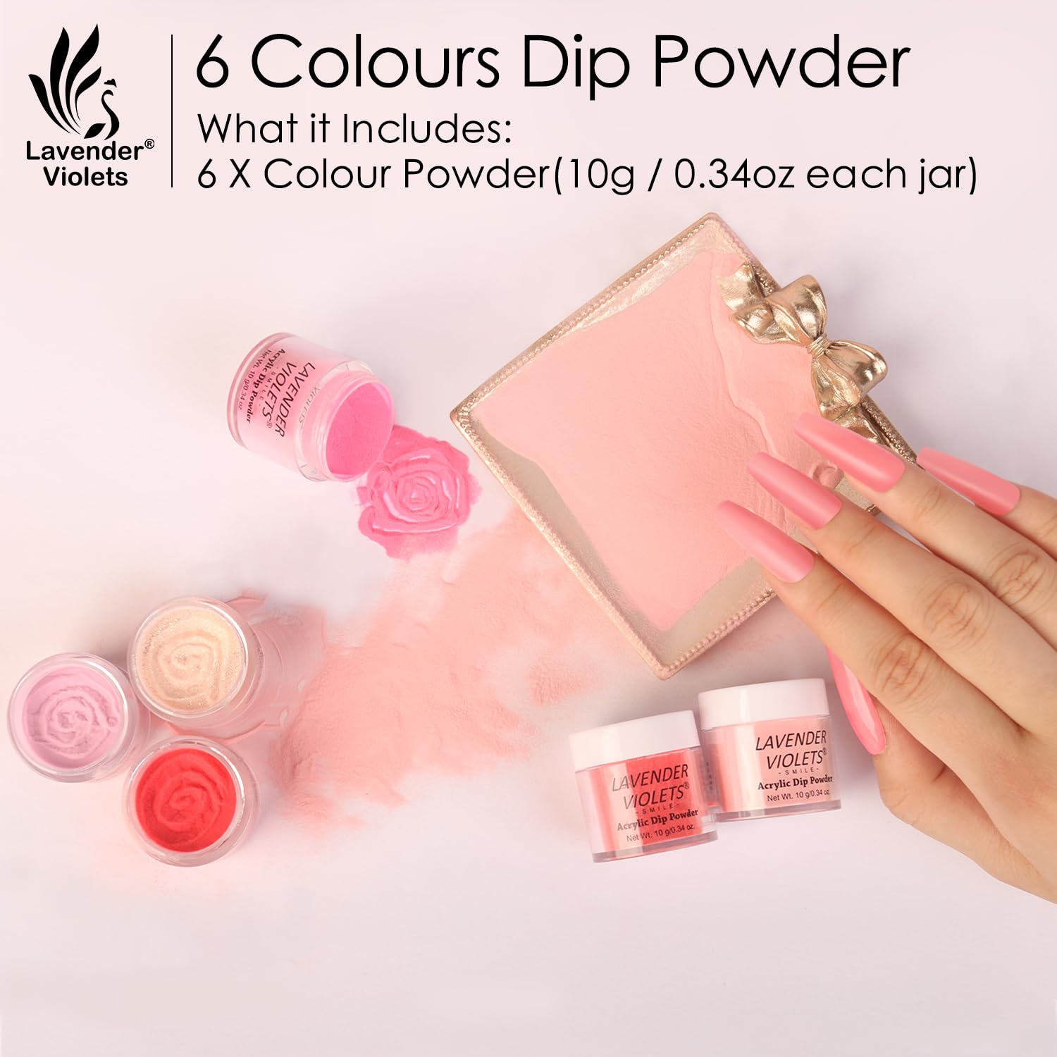 Lavender Violets 6 Color Fast Drying Dip Powder Nail Set for Nail Art - Image 4