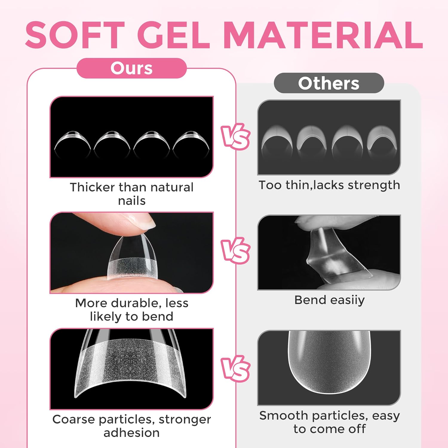 504PCS Short Almond Nail Tips in 12 Sizes, Half-matte Clear Soft Natural Fake Nails for DIY Manicure - Image 6