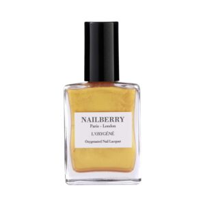 L'Oxygéné Oxygenated Nail Lacquer | Golden Hour | Yellow-Gold Opaque Nail Polish | UV Protected Long-Wear Nail Polish | 12-Free | Vegan | Certified Halal | Cruelty & Gluten Free | 15 ml