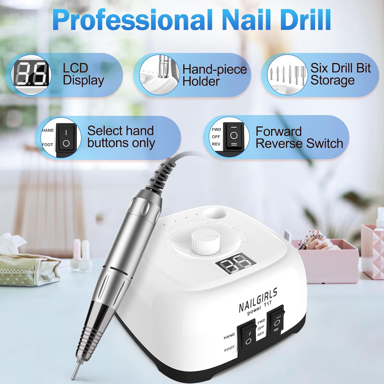 Portable 35000RPM Electric Nail Drill Machine Kit for Gel and Acrylic Nails - Image 2