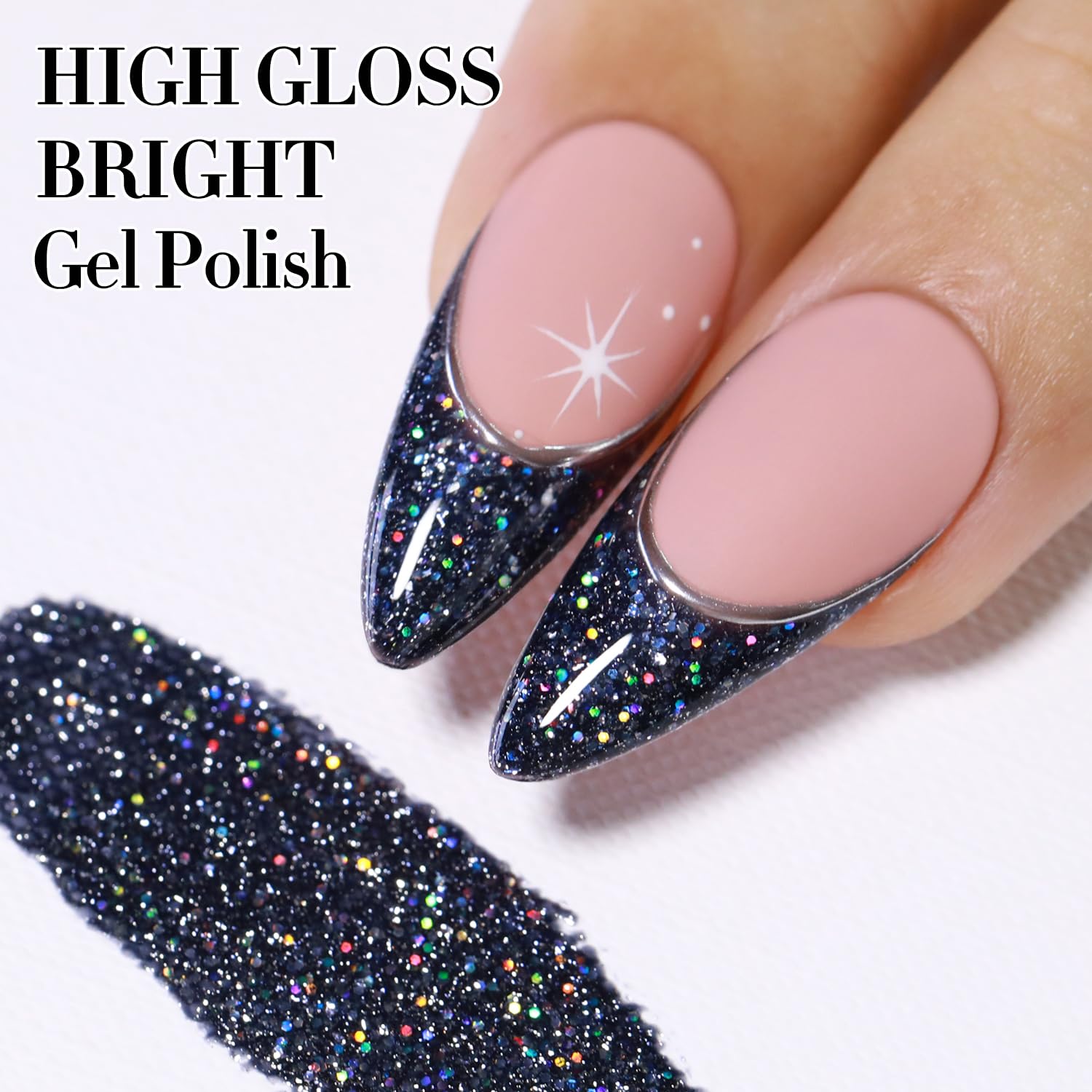 Double Rhythm 15ML Black Magnetic Glitter Shimmer Reflective Gel Polish for Nail Art - Image 5