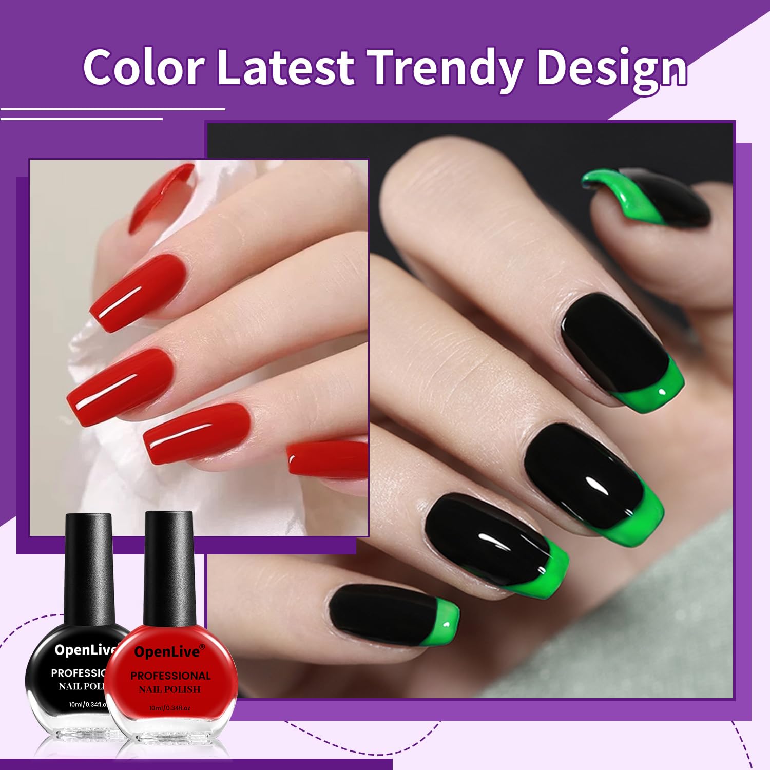 10ml Quick Dry Nail Polish Set 6 Colors for Women Black White Red Blue Green Purple - Image 4