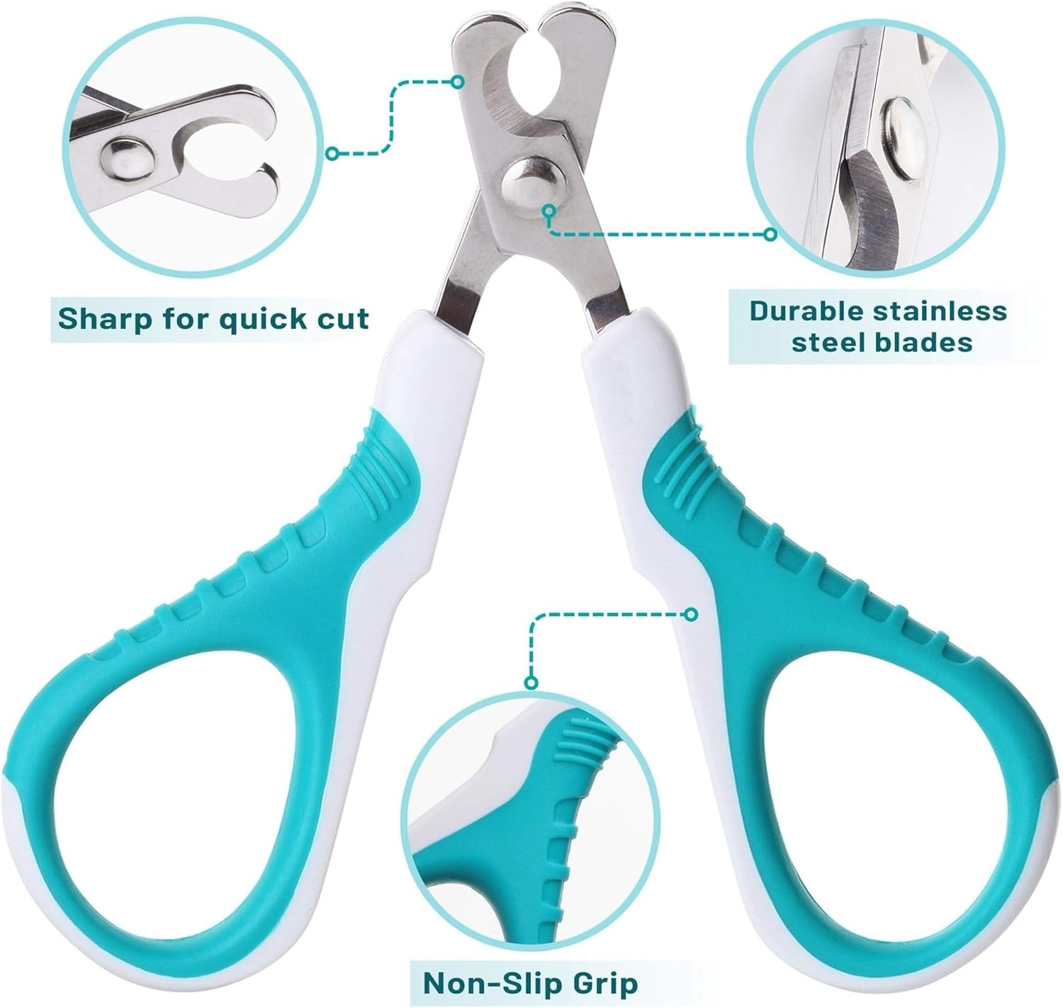 Professional Pet Nail Clippers for Small Animals with Sharp Stainless Steel Blades and Non-Slip Handles - Image 3