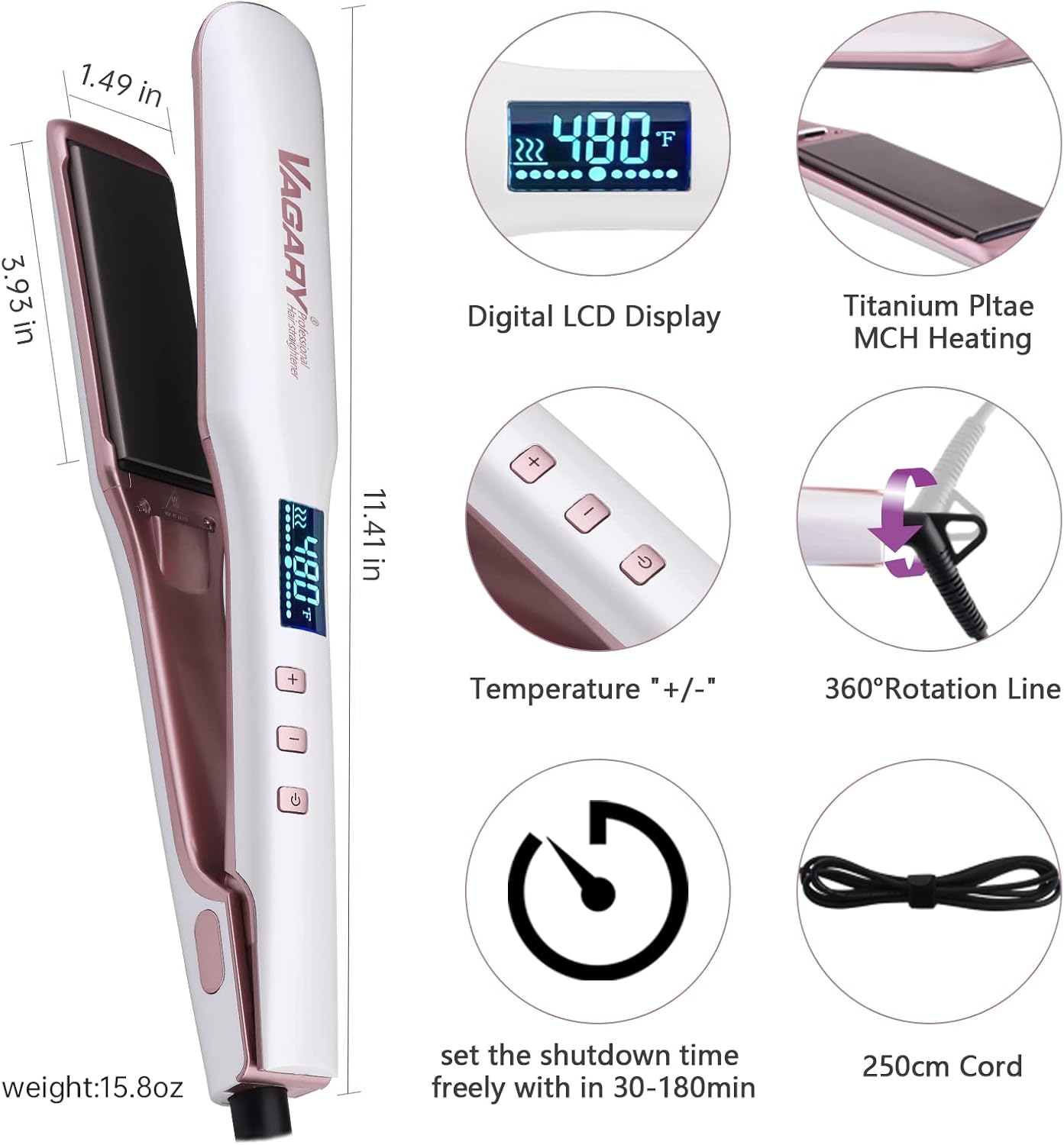 Vagary 2-in-1 Anion Care Hair Straightener and Curler for All Hair Types - Image 4