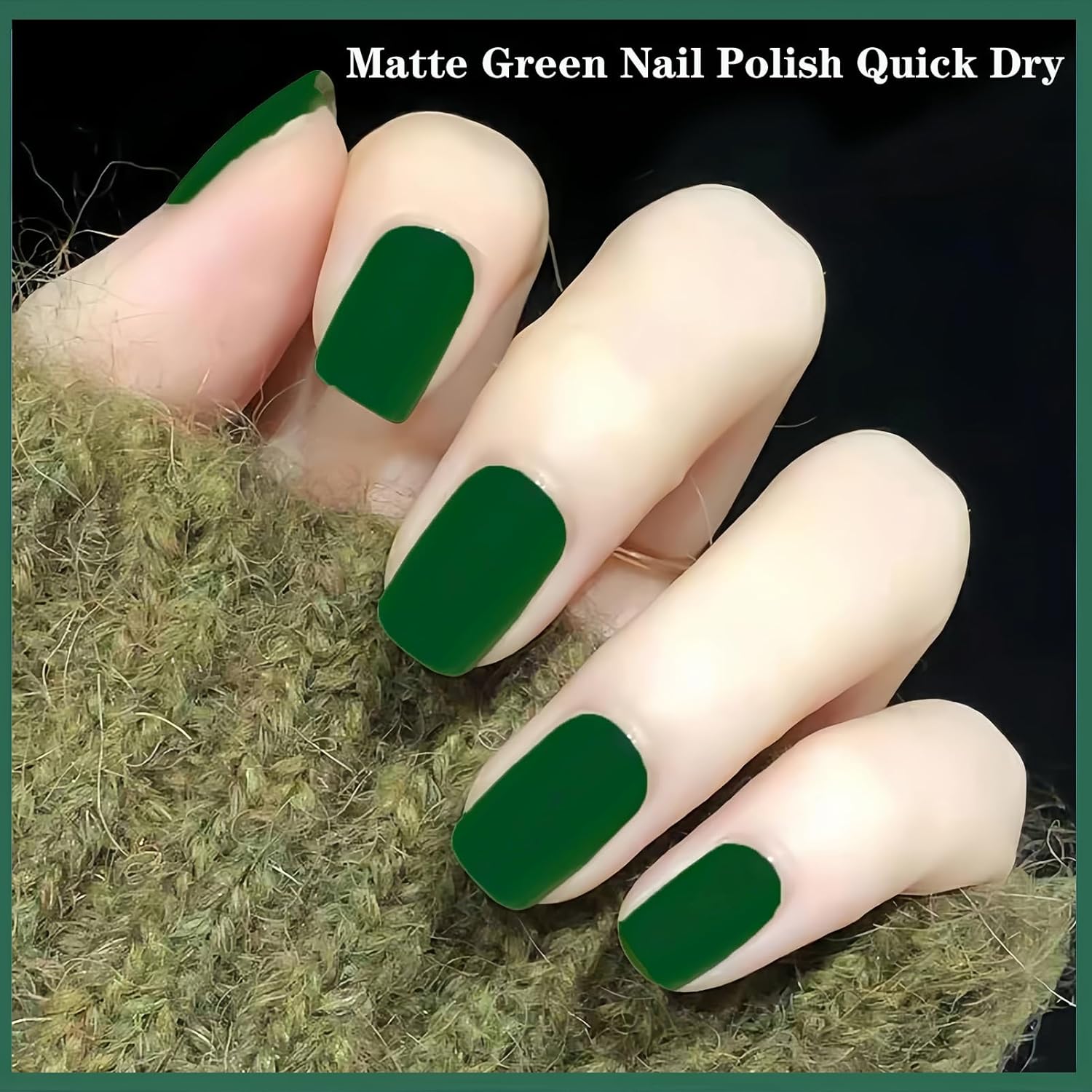 Dark Matte Green Velvet Cruelty-Free Nail Polish, Quick Dry Frosted Gel Finish, 15ml - Image 7