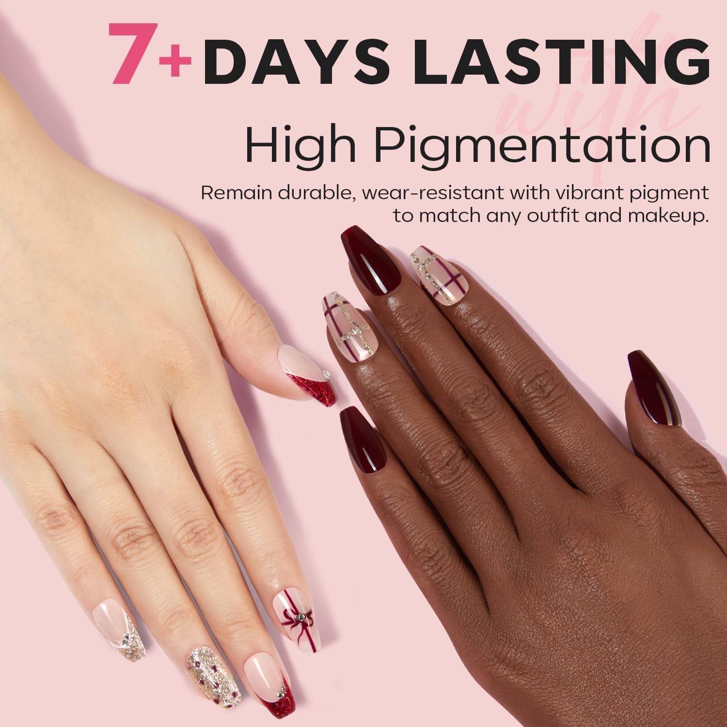 Modelones 6-Color Mini Nail Polish Set Red Nude Gold Glitter Quick Dry for DIY Manicure - Image 4