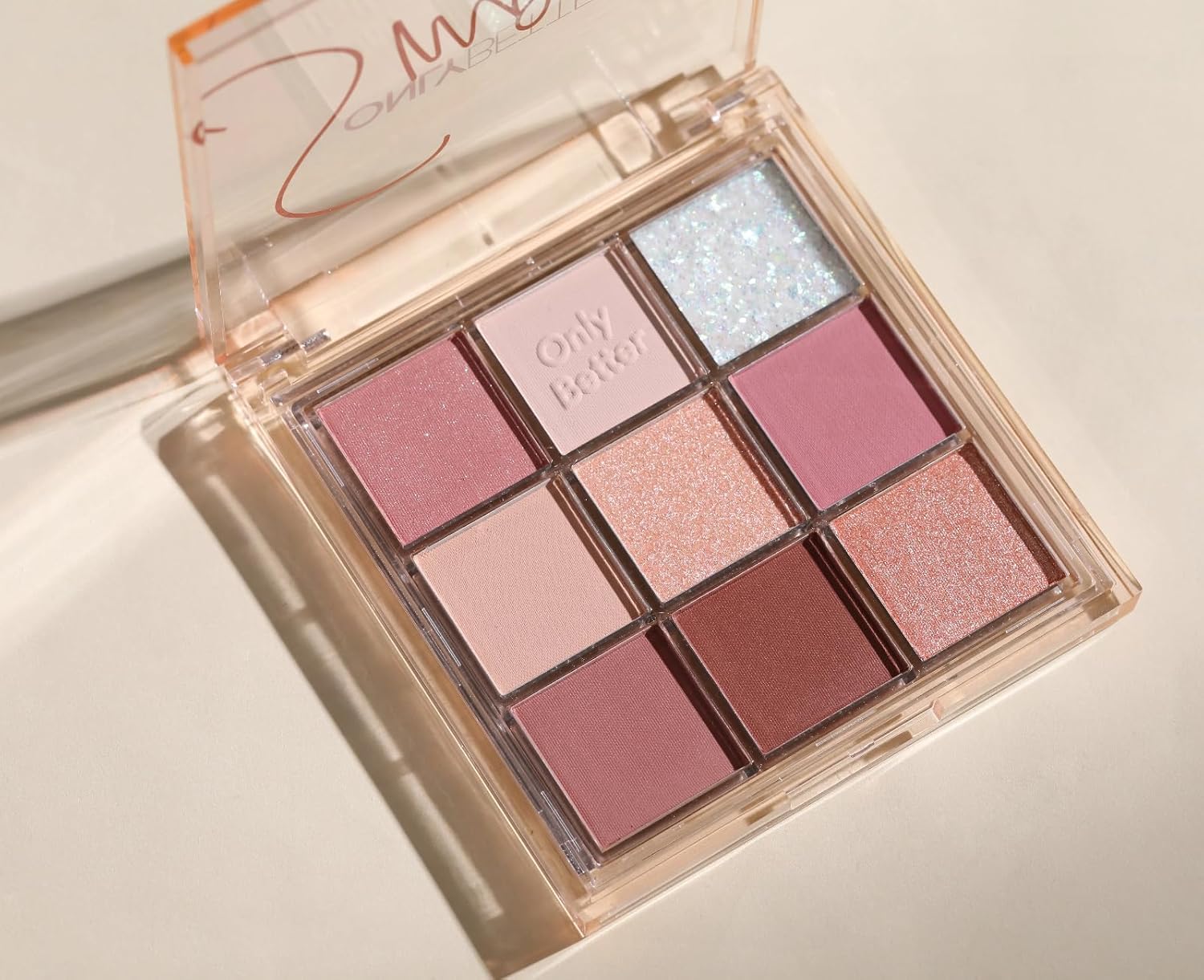 9 Shade Pink Eyeshadow Palette Metallic Shimmer Finish Long Lasting Waterproof - Image 2