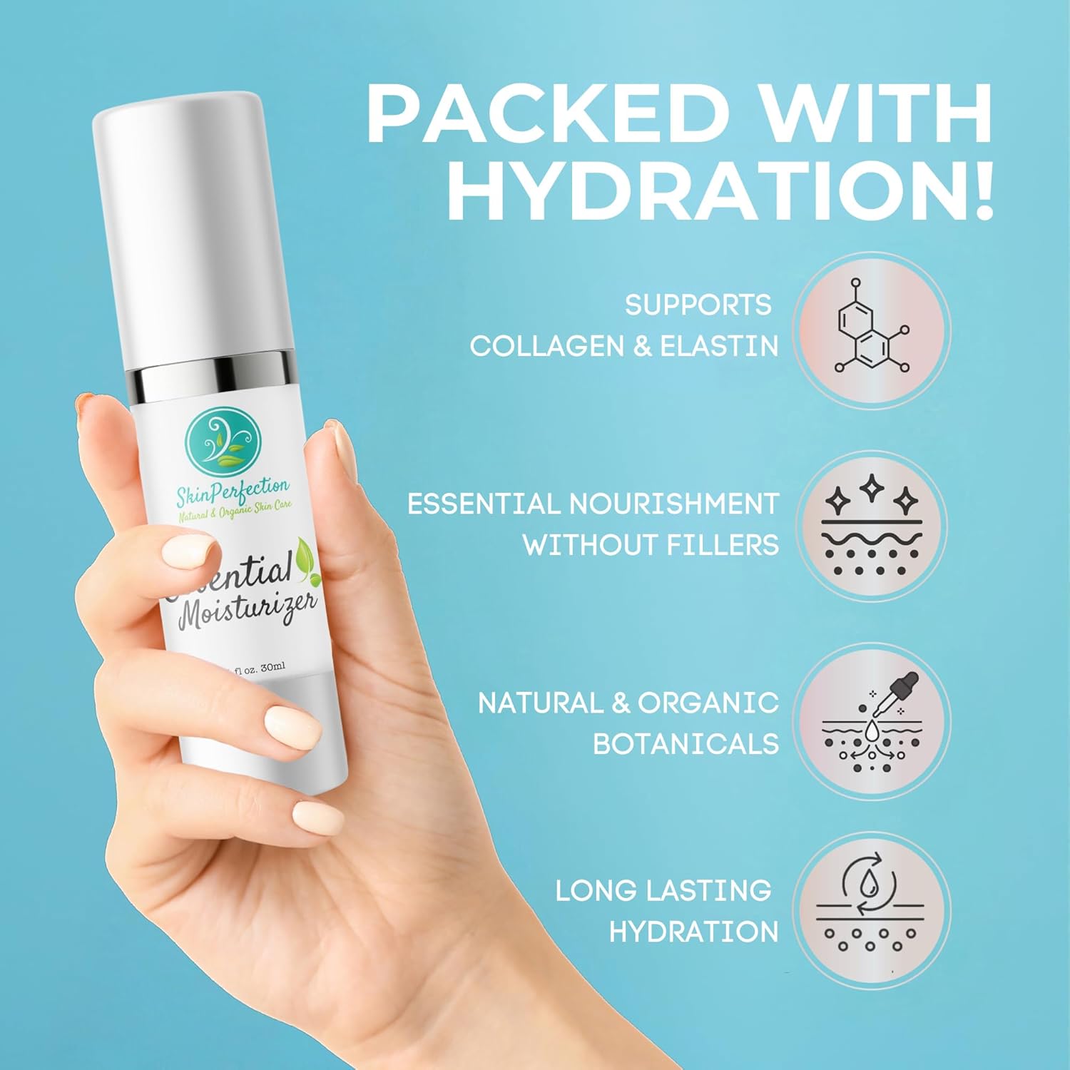 Organic Hydrating Essential Moisturizer 1 Oz for Skin Elasticity - Image 3