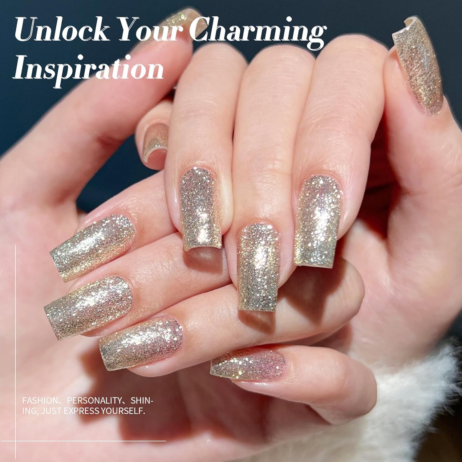 Born Pretty 15ML Champagne Platinum Glitter Gel Nail Polish Sparkly Shine - Image 3