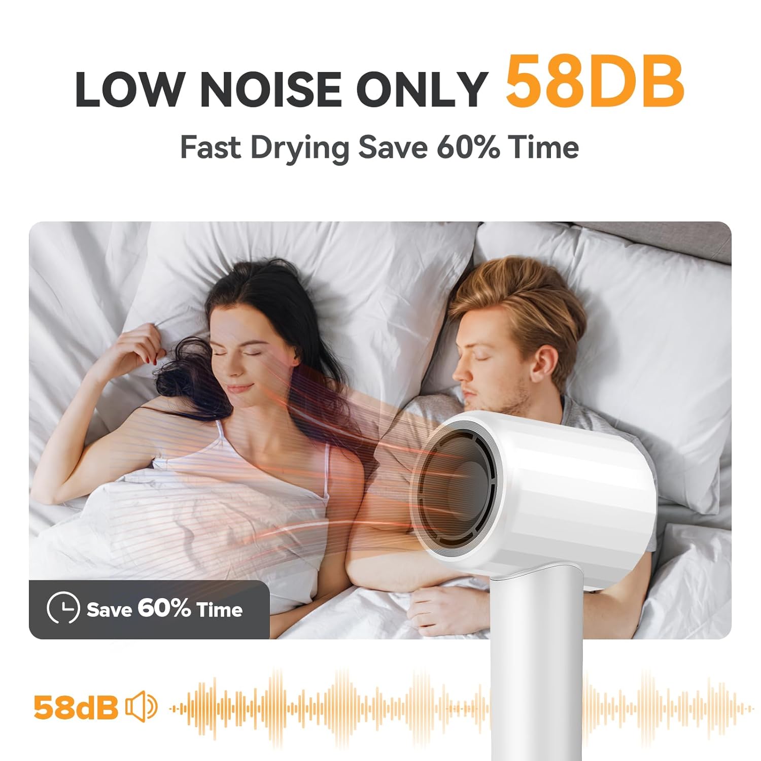1500W LCD High-Speed Ion Hair Dryer White with Diffuser and Brushless Motor - Image 6
