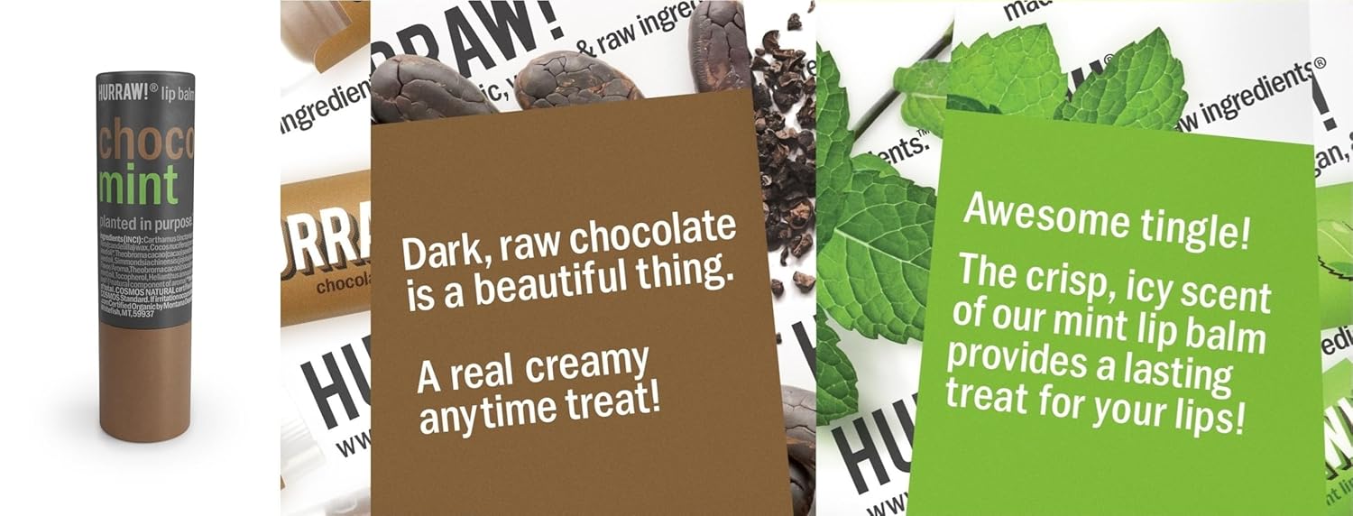 Hurraw Organic Vegan Chocolate Mint Lip Balm Cardboard Tube 0.15 oz - Image 3