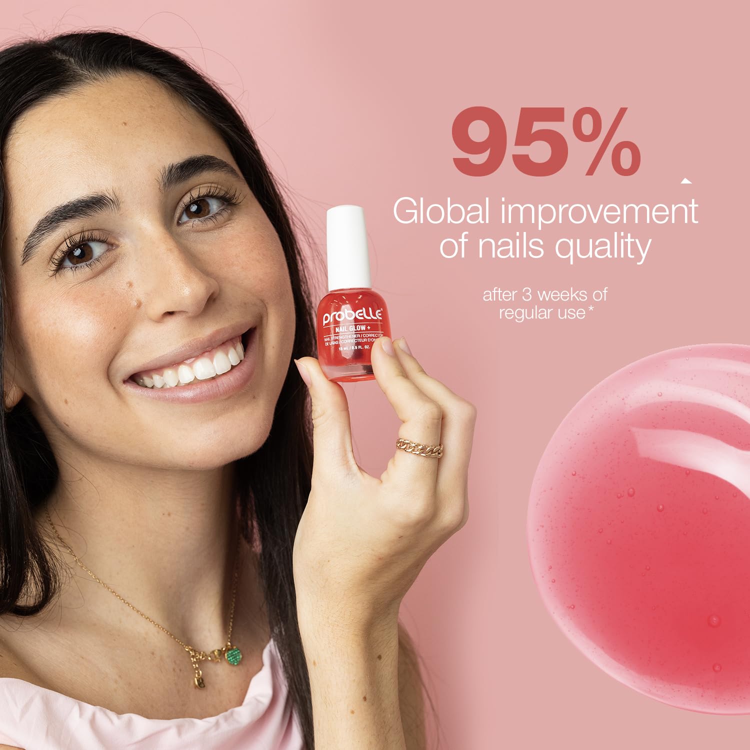 Probelle Nail Glow Strengthener with Sheer Jelly Tint for Damaged Nails 0.5 oz Berry - Image 4